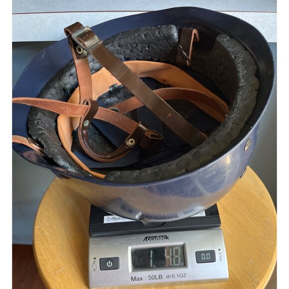 Vintage French Helmet Blue Plastic Gendarmerie Paramilitary Liner Straps - Picture 10 of 10